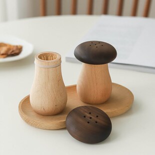 木质可爱蘑菇牙签盒 家用餐桌文艺牙签罐 咖啡店餐饮店实木牙签筒