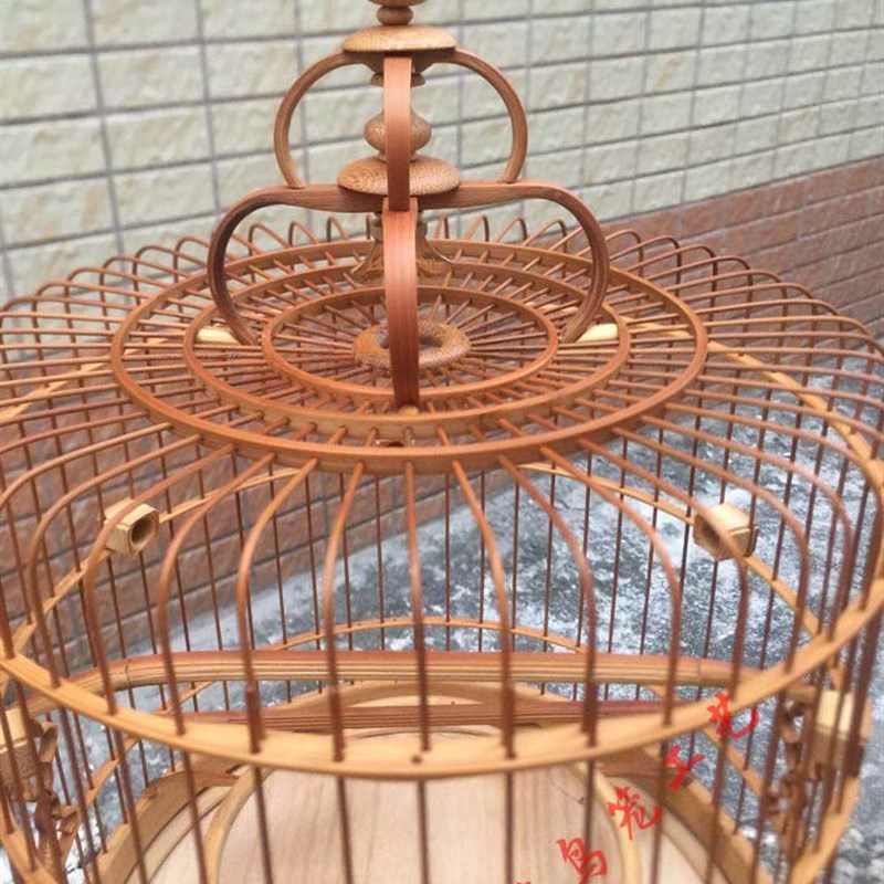 绣眼 老竹波笼 将军膀金青 竹制圆笼 留青 广式清远鸟笼 竹制广笼