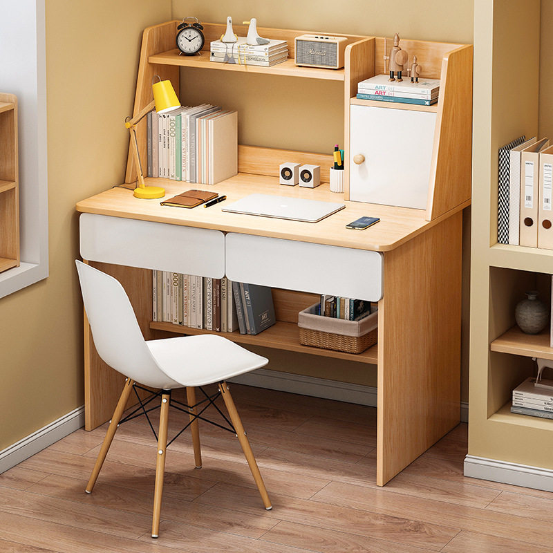 电脑桌台式家用书桌书架一体组合卧室带抽屉学生书桌椅办公桌子