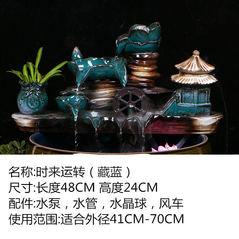 陶瓷鱼缸自动循环流水器室内喷泉瀑养鱼缸鱼盆增氧布装饰造景摆件