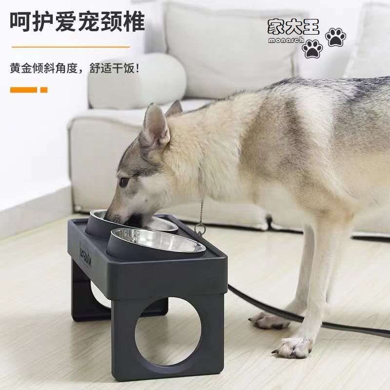 狗狗碗食盆大型犬高脚防打翻餐桌狗盆护颈双碗金毛宠物狗食盆饭盆