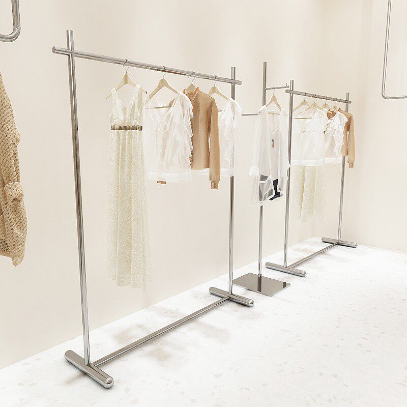 服装店陈列道具不锈钢女装店展示架落地式中岛挂衣架高档衣服货架
