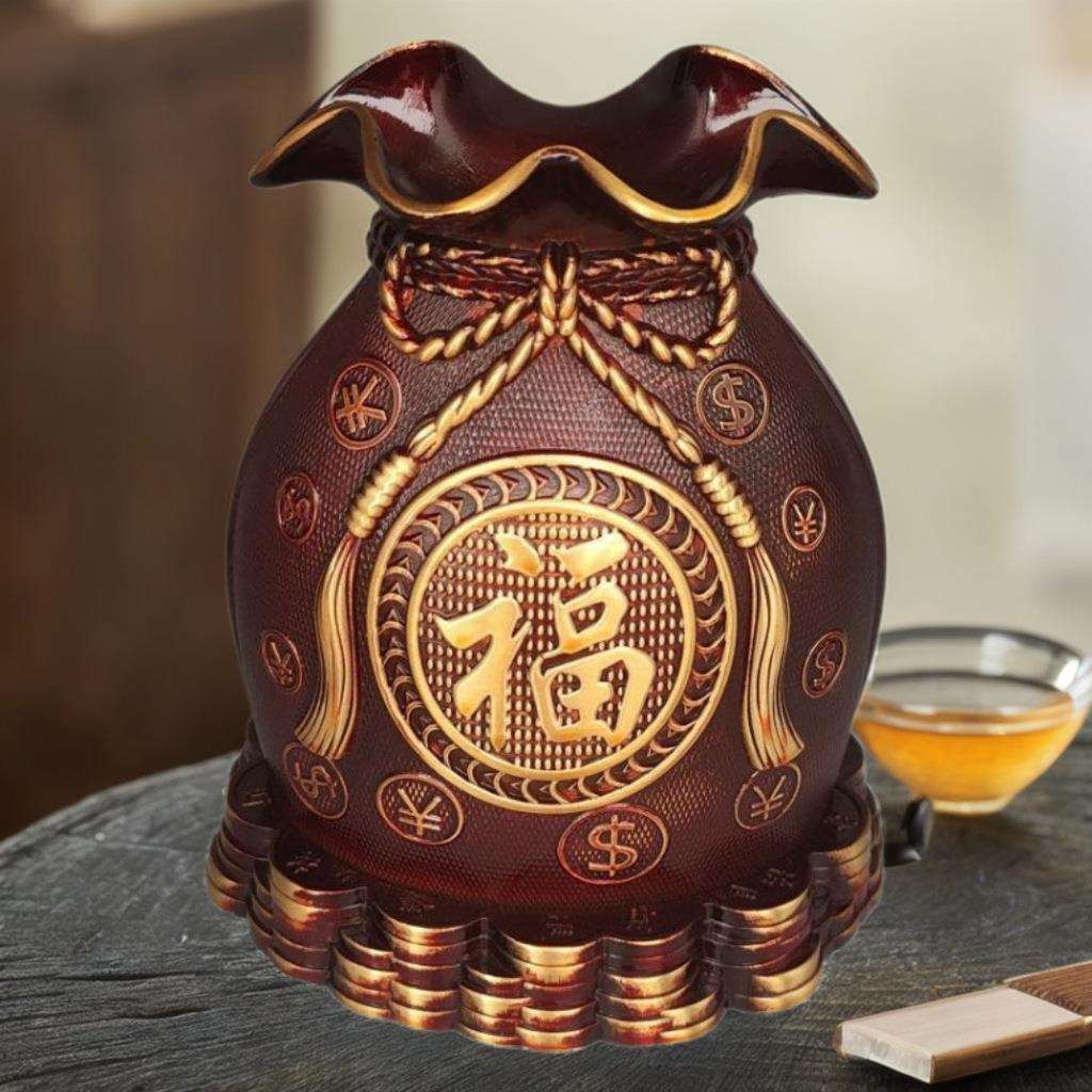 铜存钱罐宝袋铜黄金袋客厅招財进宝存钱袋福袋储蓄盆摆创业铜招财