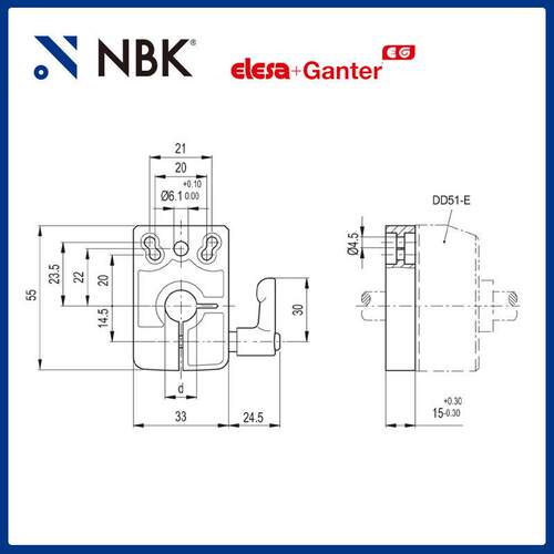 NBK ELESA BSA51-E 主轴锁定底座锌合金黑色亚光饰面机械零配件