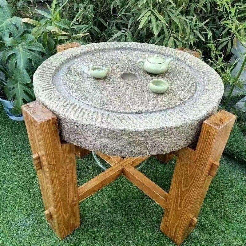 老石磨茶盘煮茶庭院复古户外磨盘老式老磨盘庭院茶台潮州无