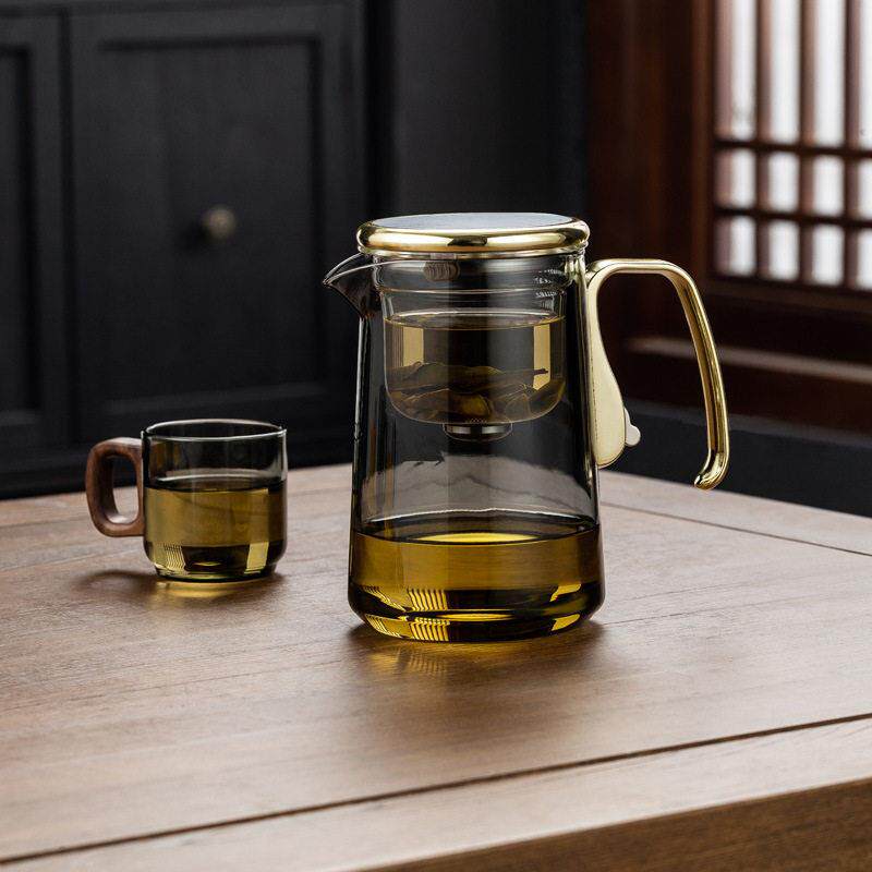 泡茶壶茶水分离飘逸杯全玻璃内胆一键过滤家用茶具套装磁吸泡茶杯