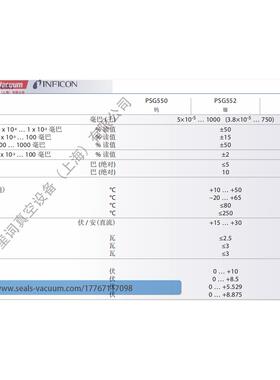 INFICON英福康PSG550/ PSG552/PSG554皮拉尼标准真空计