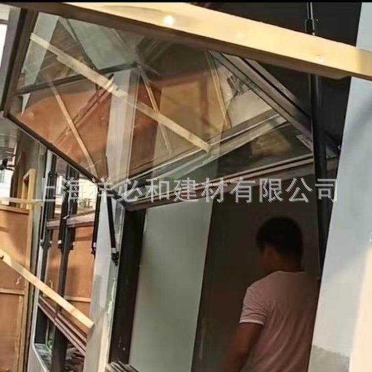 断桥铝玻璃上下折叠窗奶茶店咖啡店面电动上折窗钢化玻璃折叠窗