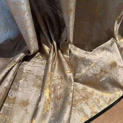 流动金石大理石窗帘 金丝提花高经密浮雕面料 轻奢复古遮光布