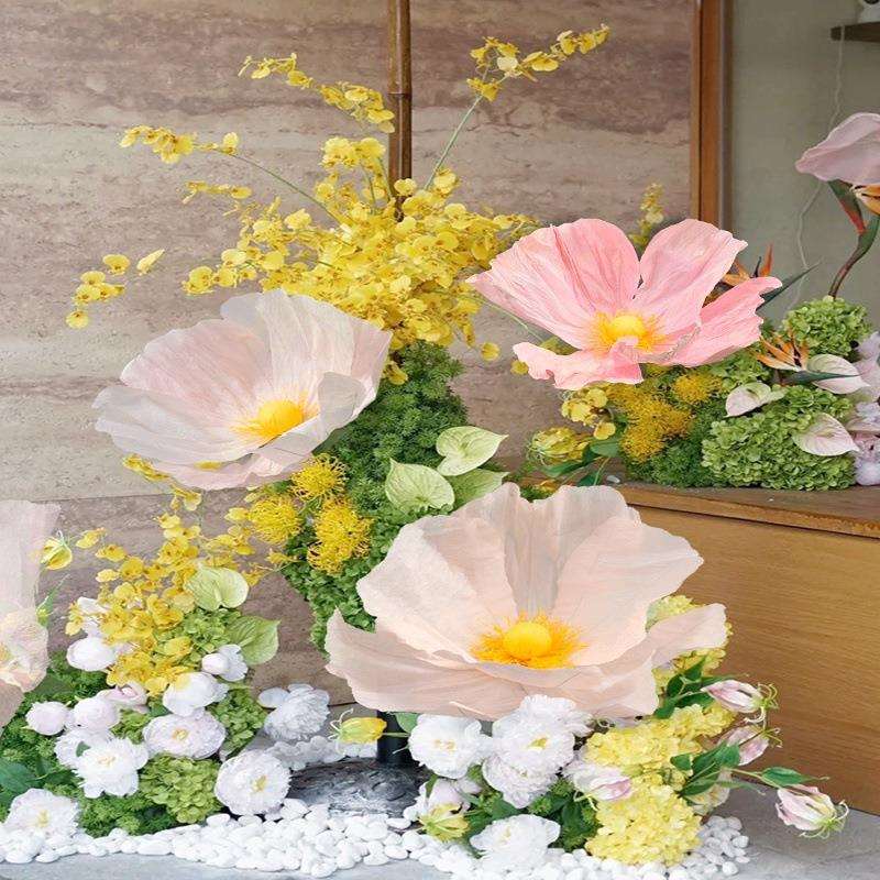 巨型花朵装饰纸花塑料花商业橱窗氛围布置墙面木框挂饰纸艺手工花