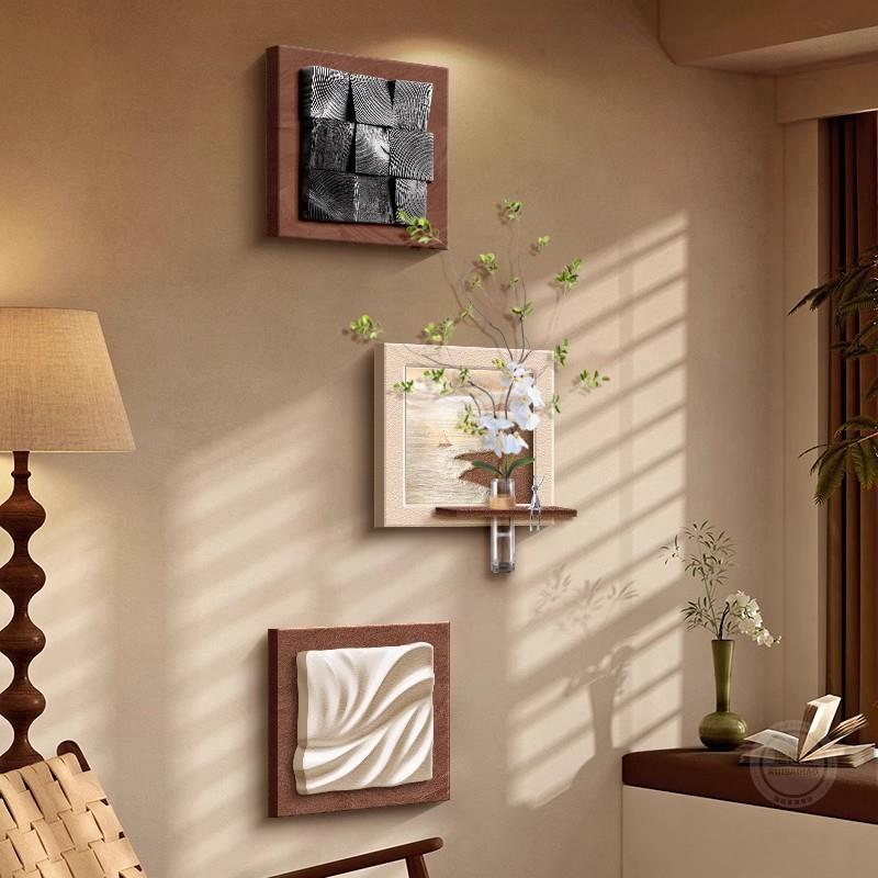 中古风3d立体玄关装饰画法式复古走廊过道挂画水培绿植客厅墙壁画