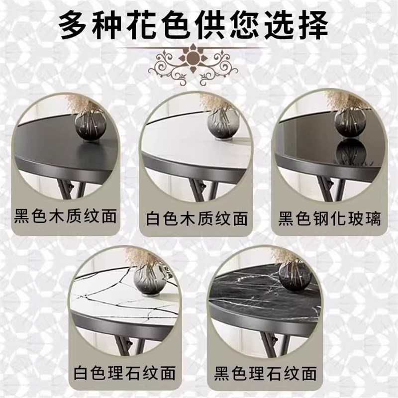 折叠餐桌钢化玻璃可折叠小圆桌吃饭茶几小户型家用阳台桌子折叠桌