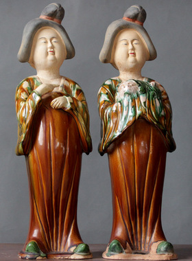 仿古做旧洛阳唐三彩仕女胖妞陶俑家居摆设饰件陶瓷工艺品礼物收藏