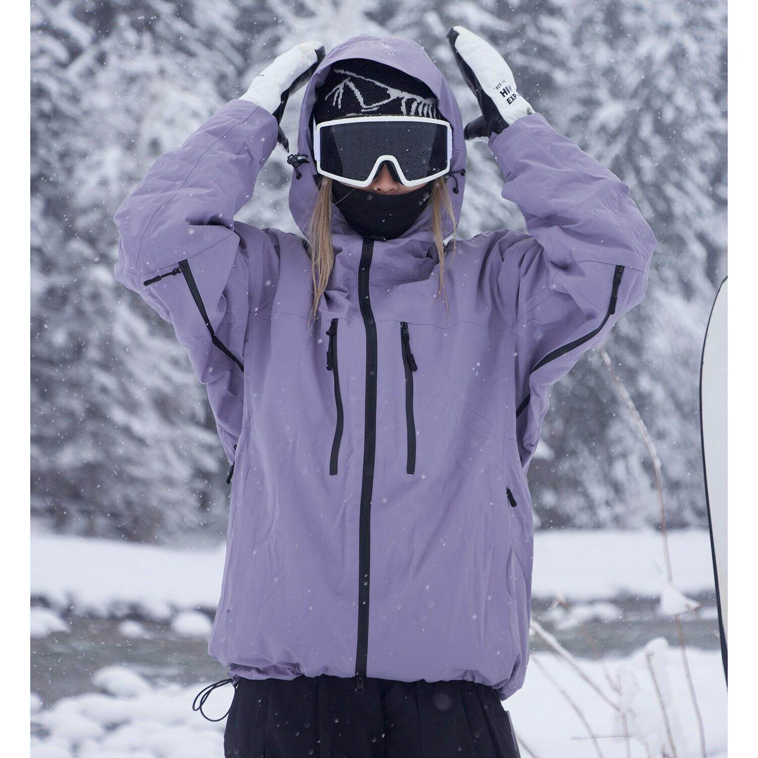 091雪比胶特滑L全压雪服女单板宽松防透湿水滑雪服上衣男滑雪裤