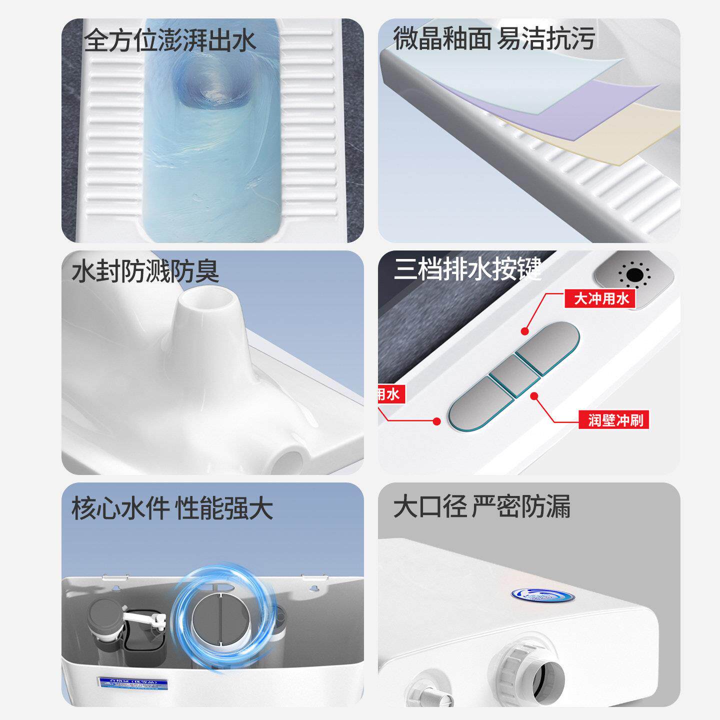 家用瓷蹲坑便器便池普S蹲坑陶箱蹲厕卫生间水防臭厕所蹲式便盆大