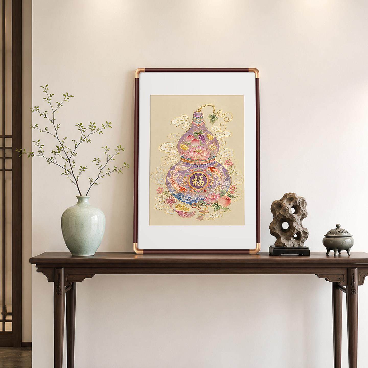 禄葫芦挂画新式入户玄壁关装饰画客厅餐厅摆福画过道寓中意LM9215