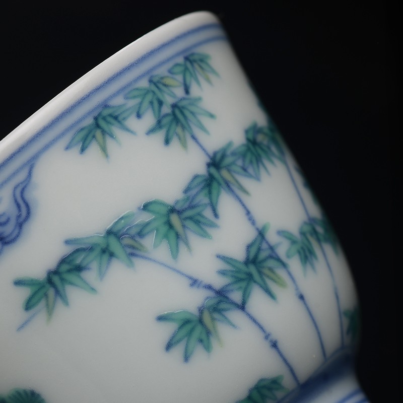 纯手工青花松竹梅岁寒三友铃铛杯景德镇陶瓷茶杯主人杯单杯品茗杯