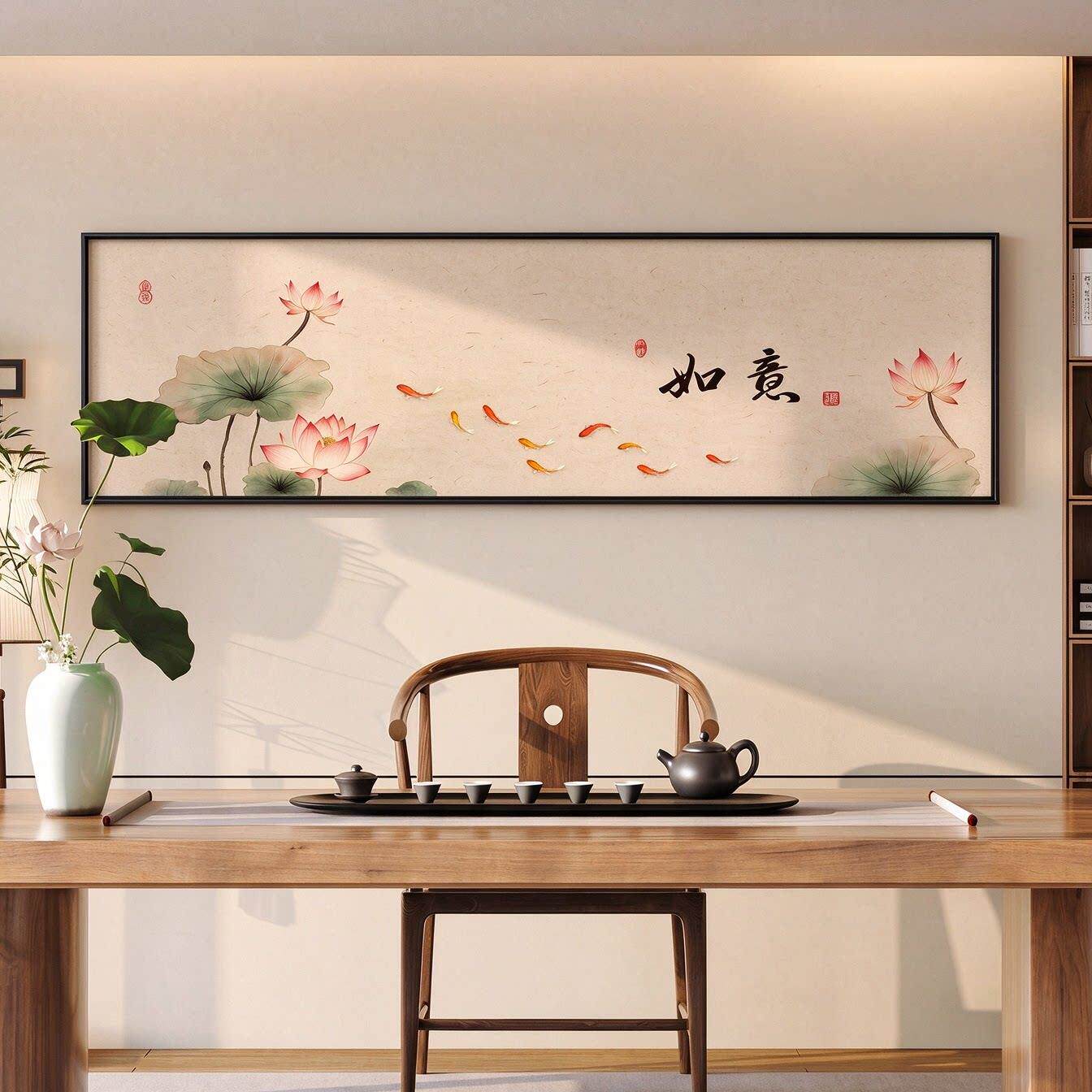 新中式壁图茶竹室装饰画竹子墨宋代美学书房办公室挂IJI画禅意画