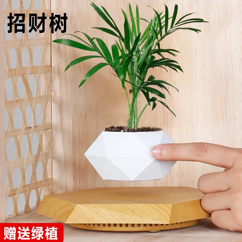 磁悬浮花盆办公室桌面摆件创意盆栽高档绿植礼品客厅家居装饰摆件