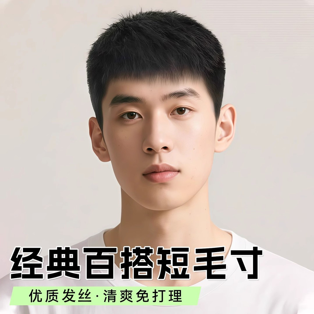 假发男生短发2026新款毛寸短款男士全头套隐形盖白光头日常全真发