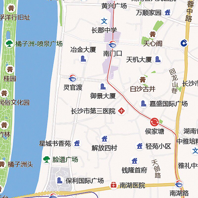 2026新款长沙市城区地图办公室挂图高清防水墙壁装饰实物推荐定制