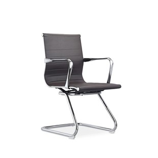 滑轮可升降舒适久坐透气网布黑色皮面高靠背弓形办公室会议厅椅子