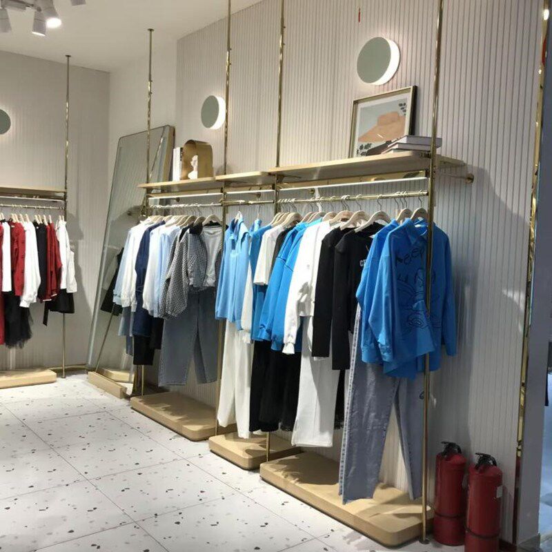 服装店展示架女装挂衣架不锈钢落地式陈列架通顶店铺中间货架网红