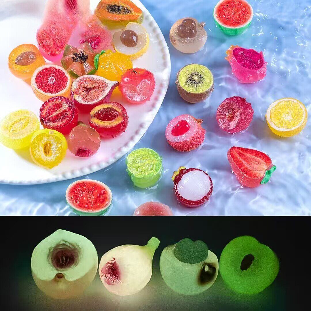 微景观创意夜光半切西瓜山竹水果萌粒 diy装饰品盲袋挂配件小摆件