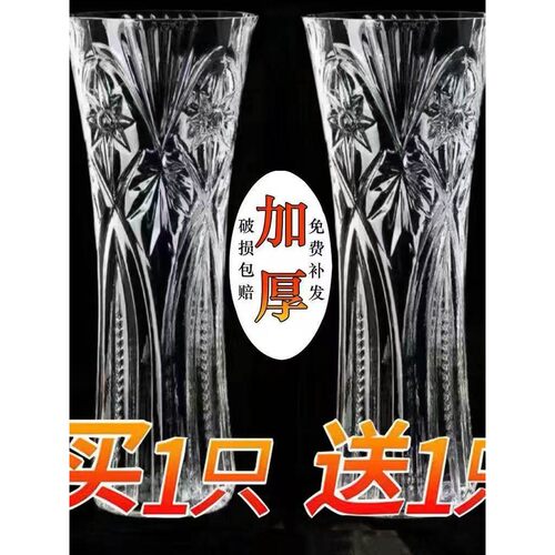 玻璃花瓶透明水养富贵竹花瓶百合鲜花干花插花瓶客厅摆件家用大号
