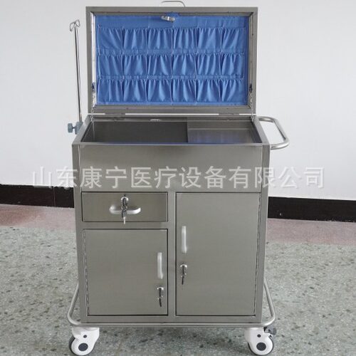 上开盖抢救车送药车加厚304急救车器械车仪器车不锈钢急救车出口