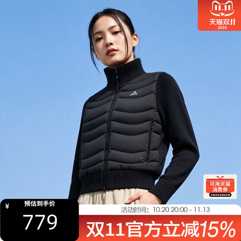 adidas阿迪达斯女冬HYBRID立领针织拼接休闲排骨羽绒服外套LG5521