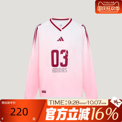 adidas阿迪达斯儿童秋宽松渐变V领全能运动休闲长袖T恤LE5449