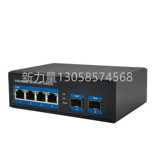 新品工业级导轨式千兆2光4电SFP接口光纤收发器防雷交换机光电转