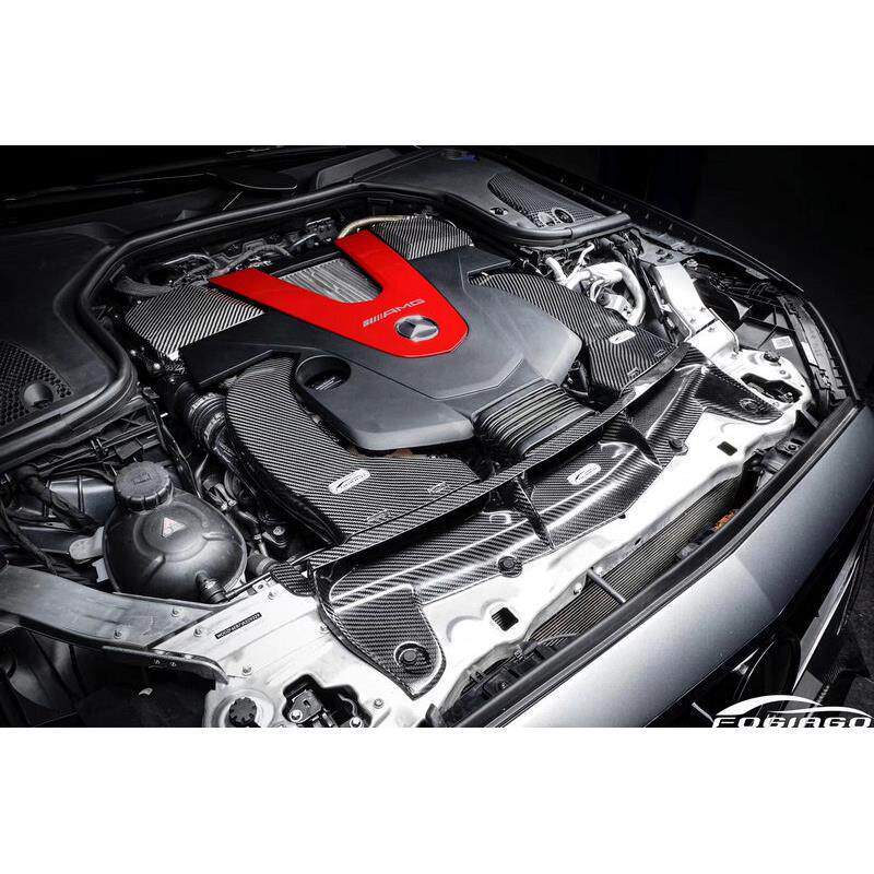 奔弛E43 AMG 3.0T W213改装进气套件 冬菇头碳纤风箱 JCRace品牌