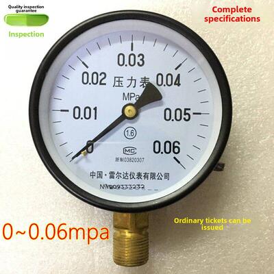 雷尔达60kpa压力表微压气压Y100普通压力表水压0.06mpaY-100正品