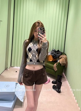 你的懒懒llan【Girls少女新贵】Pr*da简约高级柔软菱形格针织衫新
