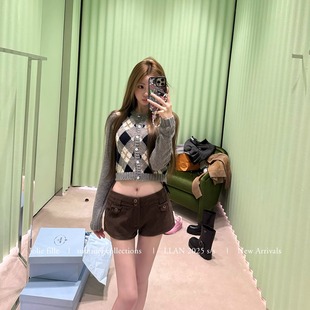 da简约高级柔软菱形格针织衫 你 Girls少女新贵 新 懒懒llan