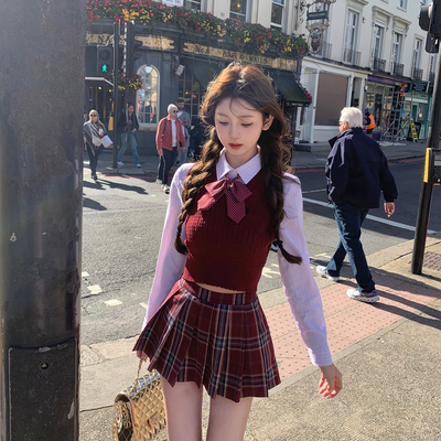 你的懒懒llan【藤校优等生】趣味叠叠叠百搭学院风制服套装三件套
