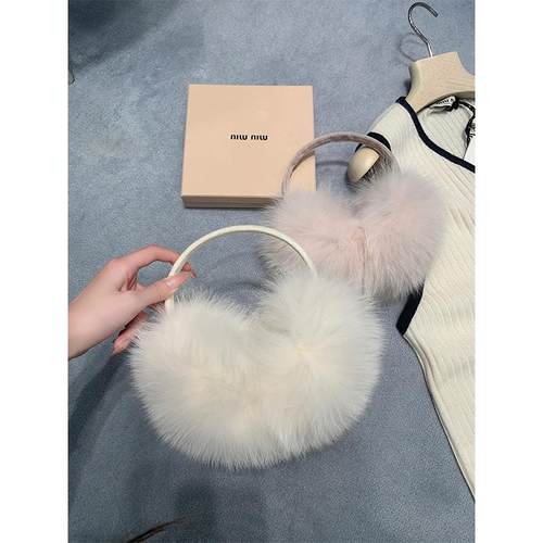 双面狐狸毛保暖耳罩真毛耳包