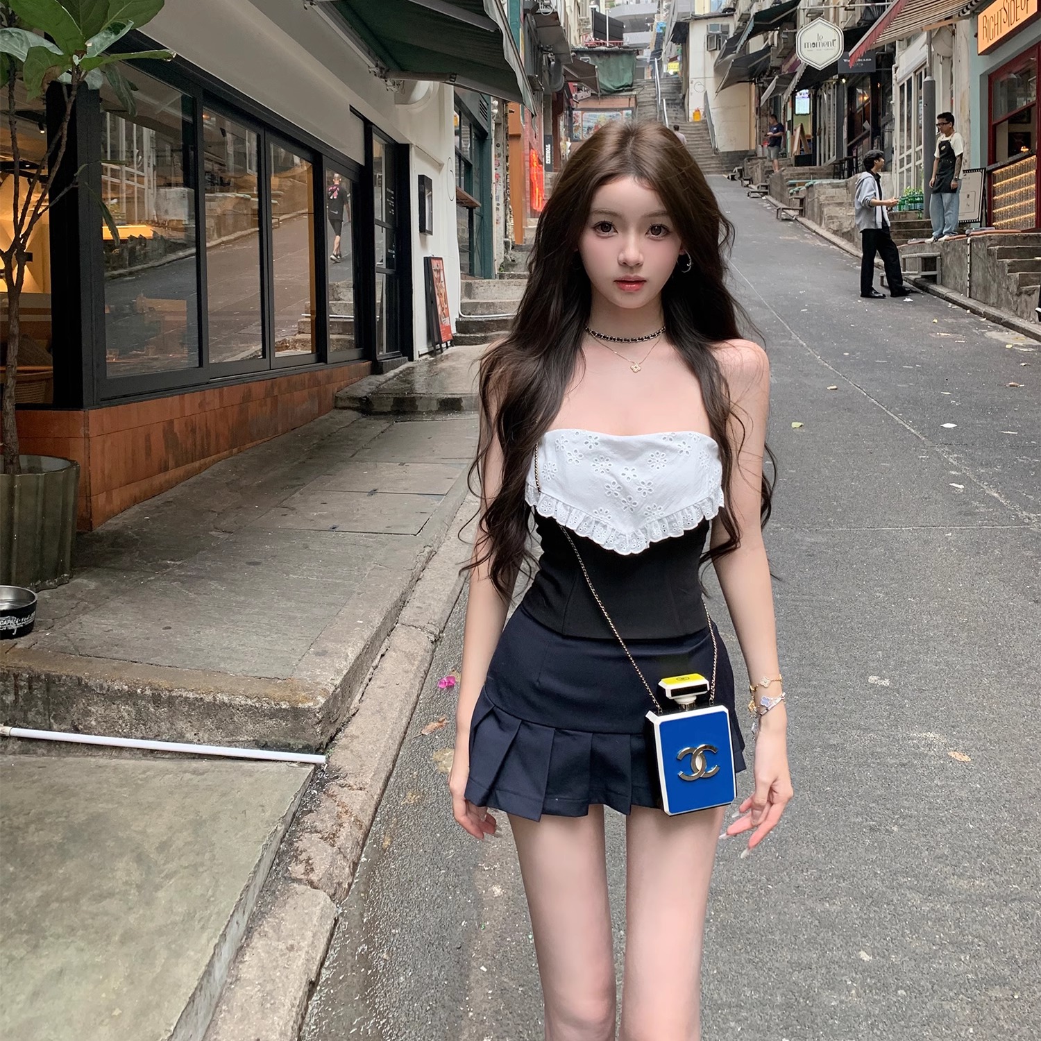 你的懒懒llan【醇甜欧蕾】可拆卸肩带纯欲风鱼骨塑形抹胸上衣女
