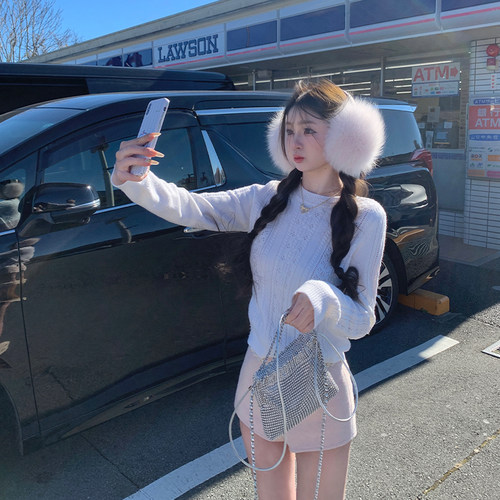 你的懒懒llan【冰透雪花】冬日氛围感双色基础麻花套头毛衣女新款