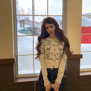 25N菲尔岛重工松弛感圣诞滑雪毛衣开衫 小樽情书 懒懒llan 你