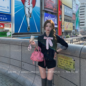 复古撞色明线设计时髦牛仔上衣外套女 霓虹把妹王 你 懒懒llan