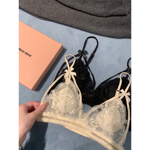 性感蕾丝网纱蝴蝶结装 巴黎旧梦 饰无钢圈内衣吊带 懒懒llan 你