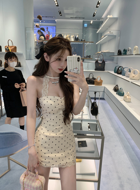 你的懒懒llan【miu贵贵千金】波点蕾丝拼接连衣裙女2025季新款