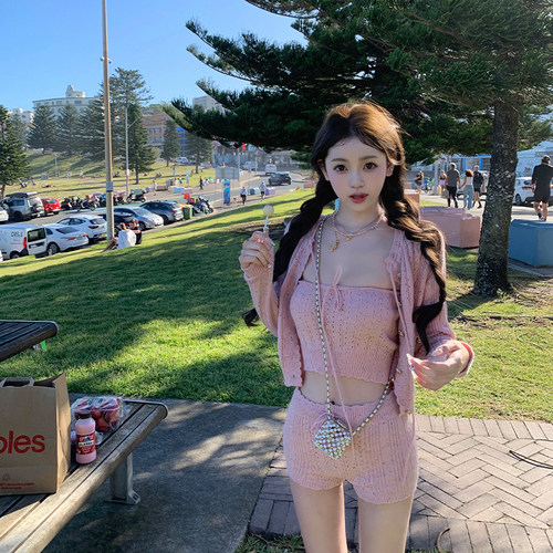 你的懒懒llan【难以抗拒少女感】软糯百搭设计针织三件套春季新款