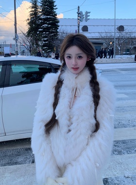 你的懒懒llan【Dora蝴蝶结】高级感蝴蝶结珍珠系带真狐狸毛皮草女