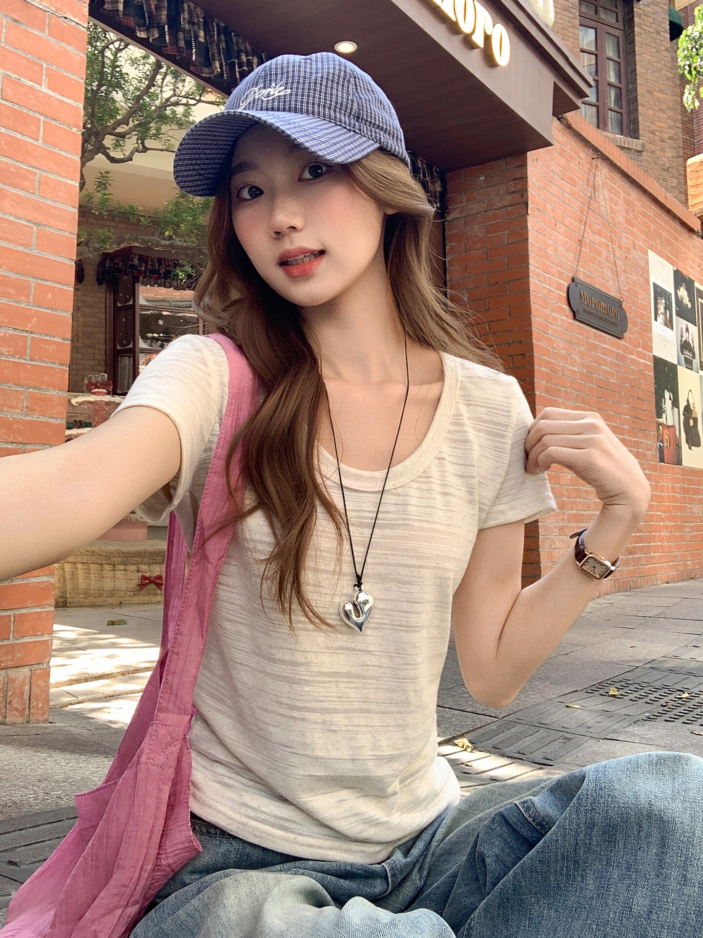 小众设计感U领正肩短袖t恤女2026新款修身显瘦独特别致百搭上衣