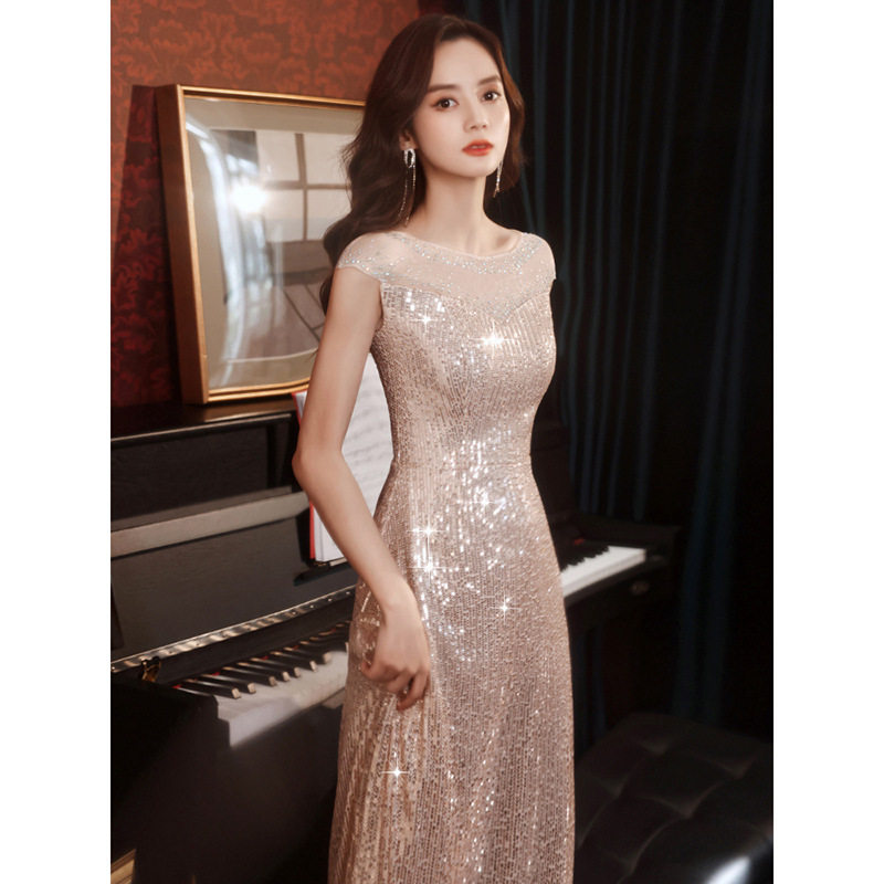 2026新款小晚礼服女春季宴会气质法式高定伴娘服主持人连衣裙礼服
