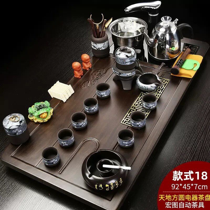 景惜实木茶盘一体紫砂茶具套装家USB多功能数码宝